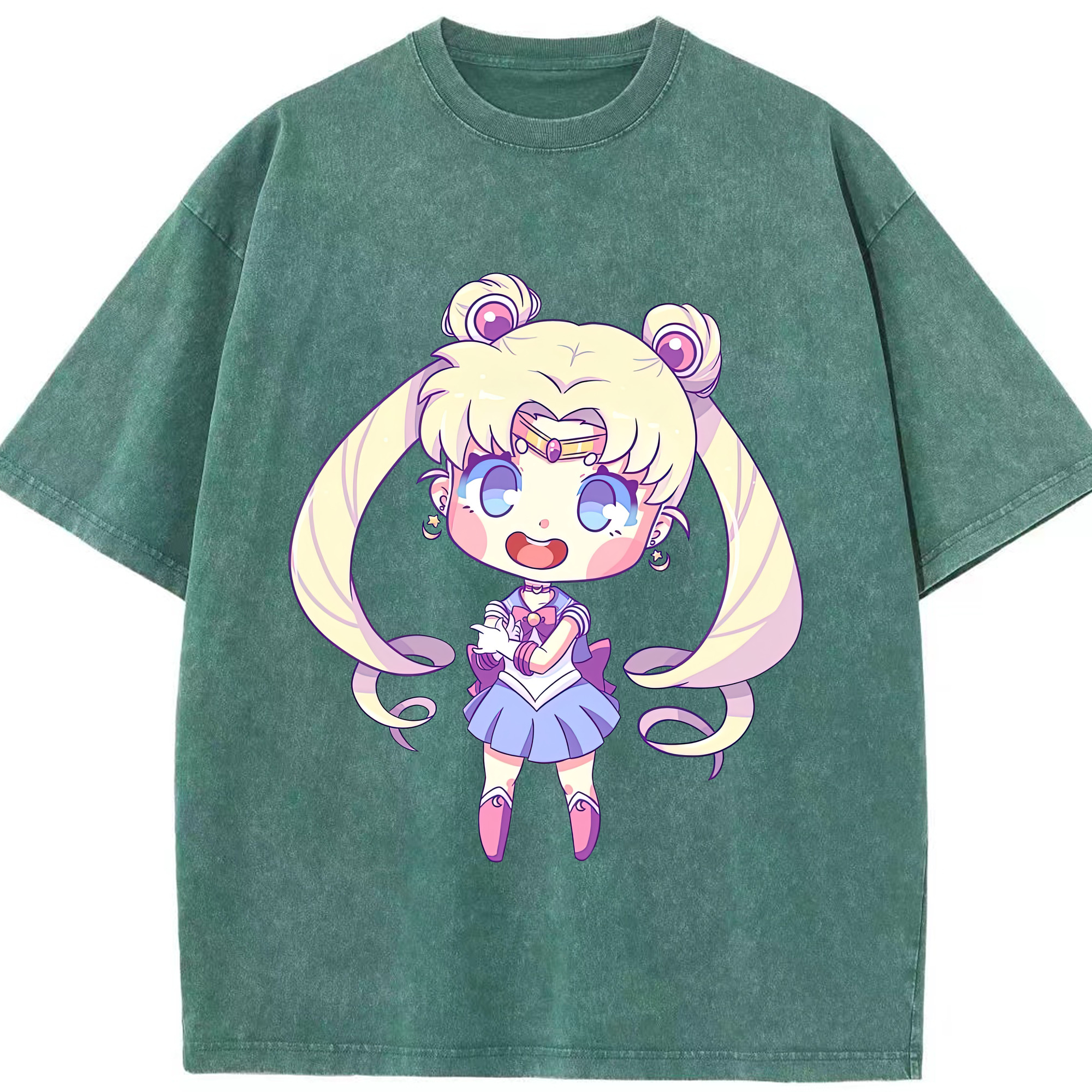 （画像用） 美少女戦士セーラームーン 月野 うさぎ つきの うさぎ Sailor Moon Tsukino Usagi 綿100% ヴィンテージ風 半袖Tシャツ（フロントプリント）